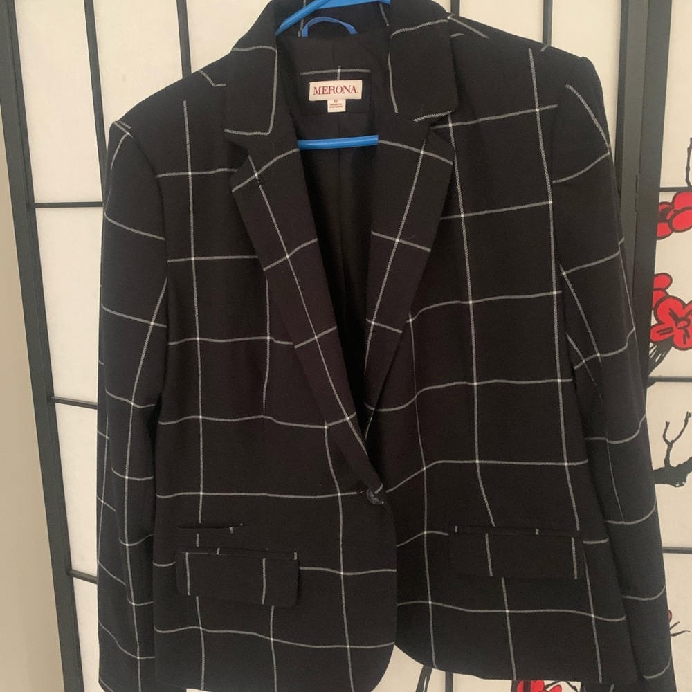 Merona Black and White Checkered Blazer